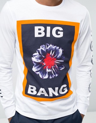 Hype Long Sleeve Tee With Floral Statement And Sleeve Print