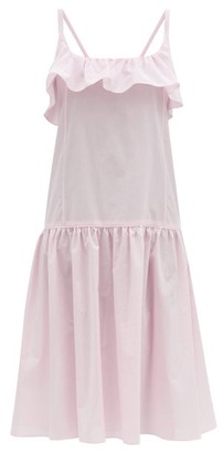Loup Charmant Mona Ruffled Cotton Midi Dress - Pink