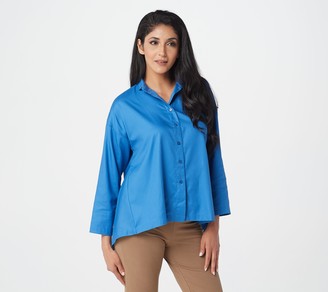 Women With Control Attitudes by Renee Button Front Twill Wrinkle Resistant Shirt