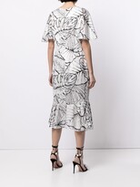 Thumbnail for your product : Marchesa Notte Leaf Pattern Midi Dress
