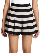 Thumbnail for your product : Alice + Olivia High-Waist Striped Tweed Shorts