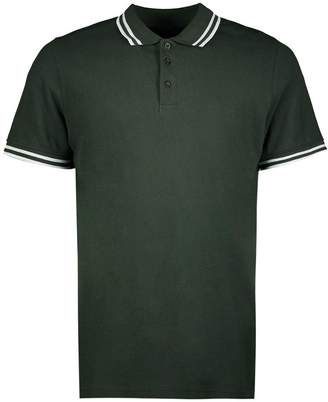 boohoo Slim Fit Pique Polo With Tipping