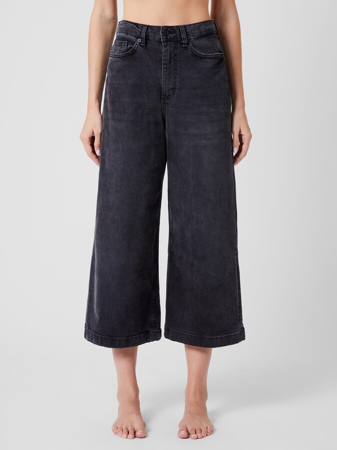 French Connection Stretch Denim Wide Leg Culottes 25 Inch