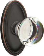 Emtek Passage Knobset w/ Oval Roestte and Providence Glass Knob