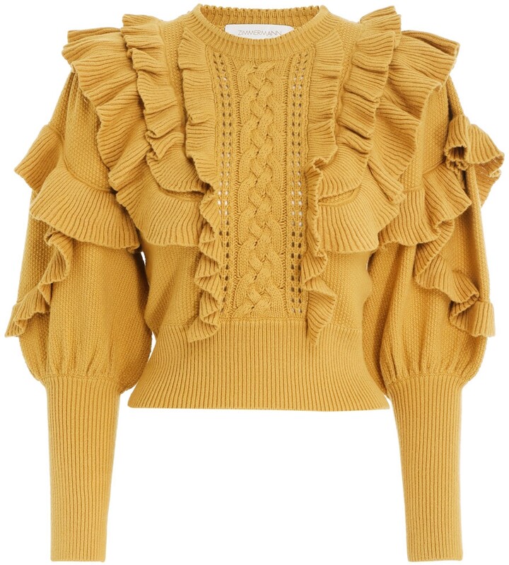 Zimmermann Botanica Ruffled Crop Sweater - ShopStyle