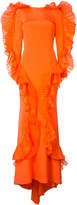 Thumbnail for your product : Christian Siriano long ruffle trim dress
