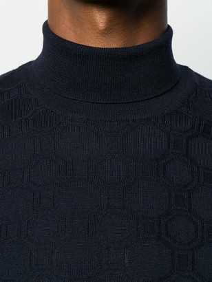 Corneliani Patterned Knit Roll Neck Sweater