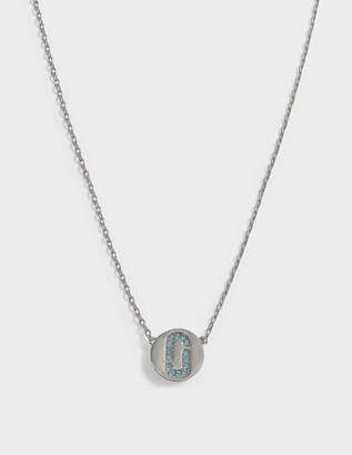 Marc Jacobs Double J Pave Pendant Necklace in Silver and Light Turquoise Brass