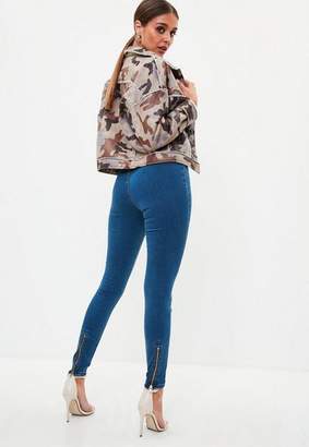 Missguided Zip Back Super Soft Stone Wash Jeggings