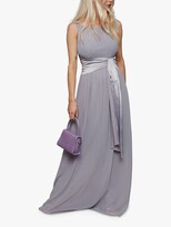 Thumbnail for your product : Little Mistress Satin Belt Pleated Maxi Dress, Grey
