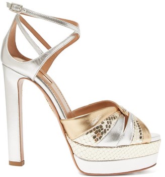 Aquazzura La Di Da 130 Platform Metallic-leather Sandals - Womens - Gold