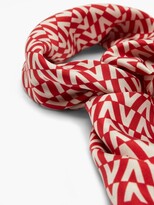 Thumbnail for your product : Valentino Garavani V-logo Print Silk-faille Scarf - Red Multi