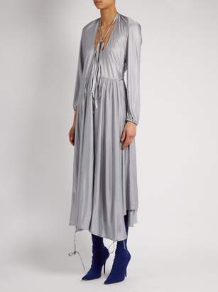 Vetements Wrap Skirt Satin Jersey Midi Dress - Womens - Silver