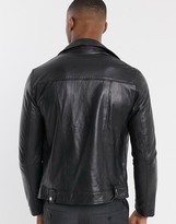 Thumbnail for your product : Barneys Originals Barneys Originals real leather zipped biker jacket