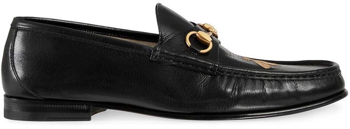 leather loafer with bee