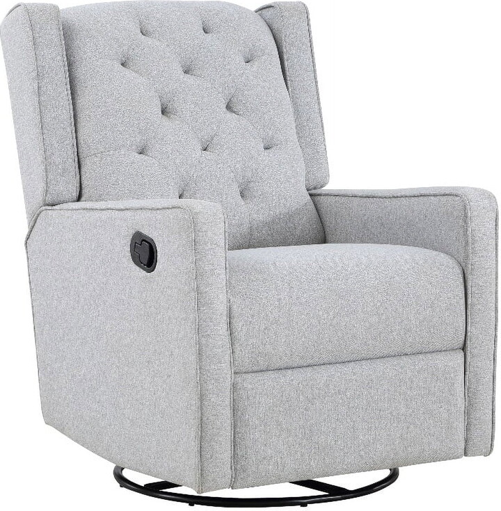 Suite Bebe Bryton Fabric Tufted Gliding Swivel Recliner in Brushed Tweed