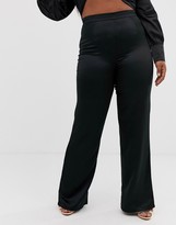 Thumbnail for your product : Club L London Plus satin wide leg trouser in black