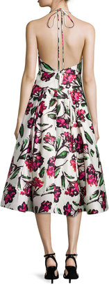 Milly Floral Halter Tea-Length  Dress