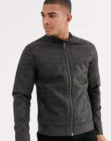 Thumbnail for your product : Jack and Jones biker jacket in faux leather