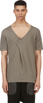Thumbnail for your product : Robert Geller Khaki Grey Foldover V-Neck T-Shirt