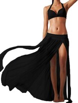 dPois Womens Chiffon Sheer Split Long Maxi Skirt Flowy Warp Dress Beach Bikini Swimwear Cover Ups