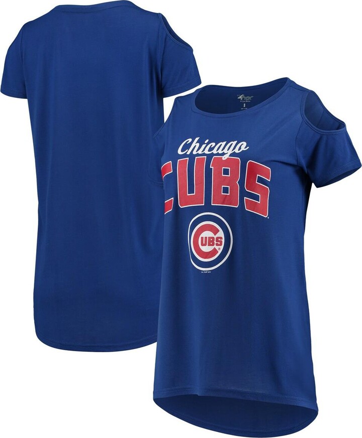 Women's G-III 4Her by Carl Banks White Chicago Cubs Team Graphic Fitted T-Shirt