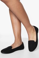 Thumbnail for your product : boohoo Wide Fit Tab Top Slipper Ballet Flats