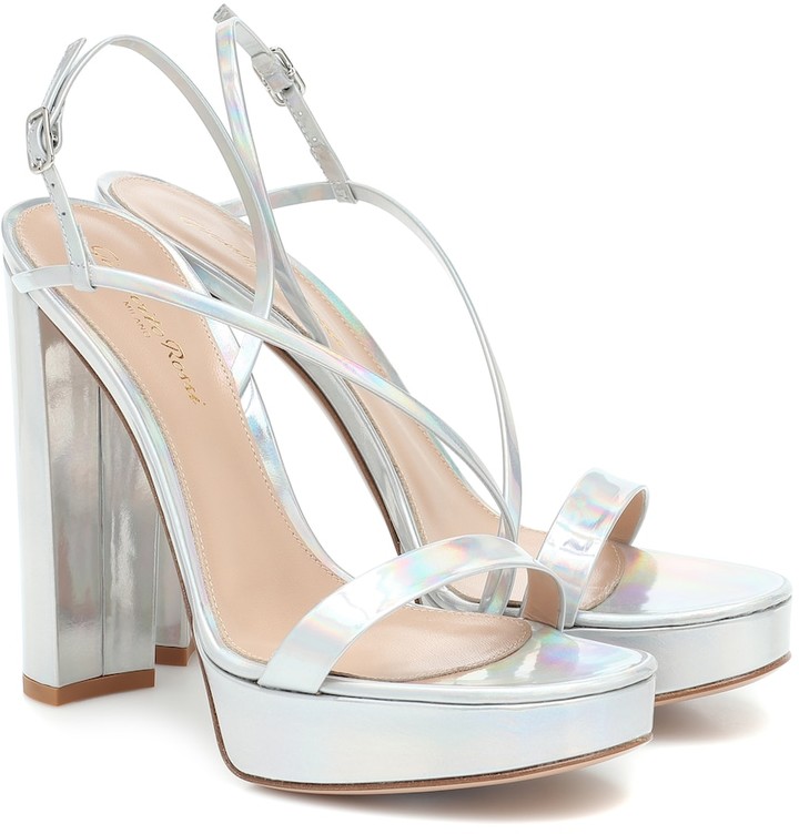 womens silver platform heels