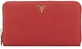 Thumbnail for your product : Prada Saffiano Large Zip-Around Travel Wallet, Red (Fuoco)