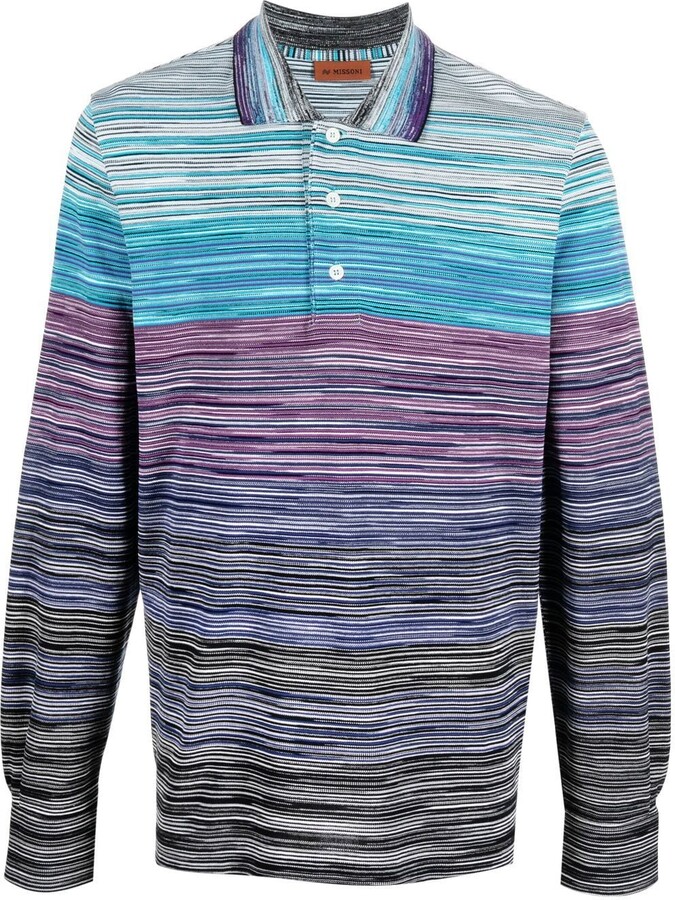 Long-sleeve Striped Polo Shirt ShopStyle UK