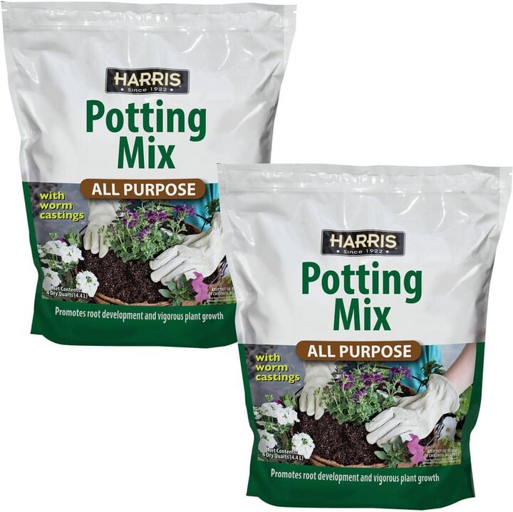 Harris 4qt. All Purpose Potting Soil Mix with Worm Castings (2-Pack)