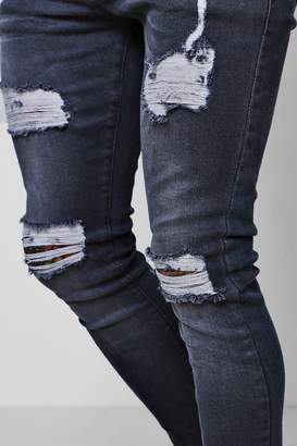 boohoo Super Skinny Jeans With Distressed Knees And Thighs