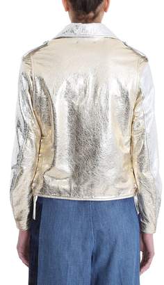 Golden Goose Laminated Silver Gold Leather Jacket