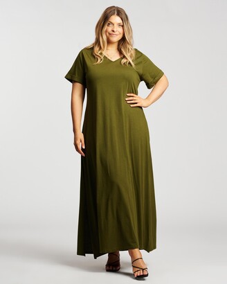 Hope & Harvest Women's Green Maxi dresses - T-Shirt Maxi Dress