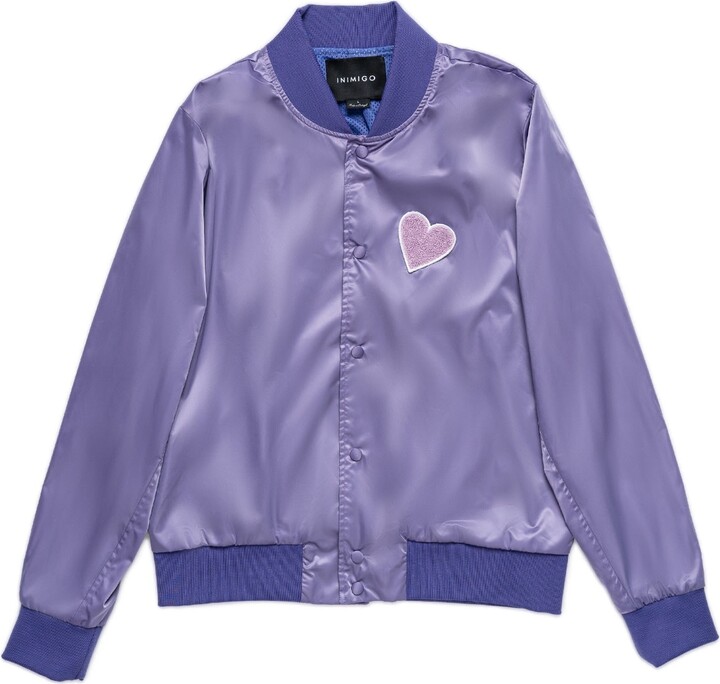 Inimigo Men's Pink / Purple Heart Chenile Patch Purple Bomber Jacket ...