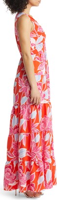 Eliza J Floral Twist Front Tiered Maxi Dress