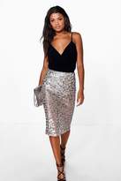Thumbnail for your product : boohoo Boutique Luella Sequin Mesh Midi Skirt