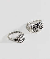 Thumbnail for your product : ASOS Ring Pack With Rose And Slogan In Burnished Silver
