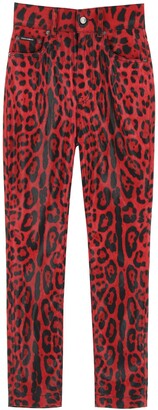 red leopard print trousers