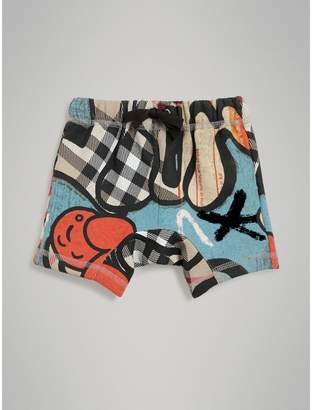 Burberry Street Art Print Cotton Drawcord Shorts