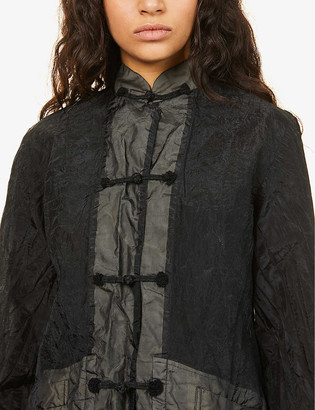 Black Comme Des Garcon Mandarin-collar sheer shell jacket