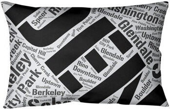 ArtVerse Colorado Districts Word Art Leather Lumbar Pillow Cover