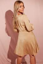Thumbnail for your product : boohoo Plus Hammered Satin Blouson Sleeve Skater Dress