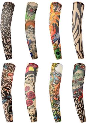 Orilife Fake Temporary Tattoo Sleeves Body Arm Stockings Accessories D (8pcs)