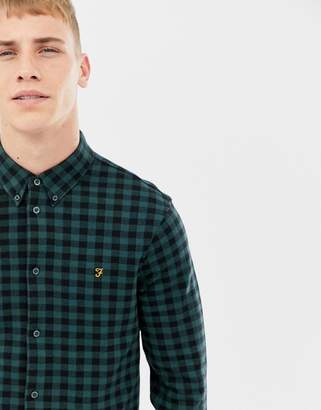Farah Bobby slim fit checked jersey shirt in green Exclusive at ASOS