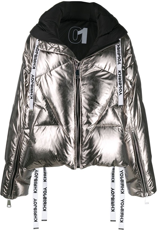 gold metallic puffer jacket