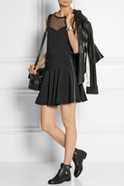 Thumbnail for your product : DKNY Flared sateen-jersey mini skirt