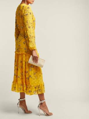 Saloni Devon Sequinned Silk Georgette Dress - Womens - Yellow