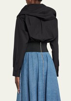 Thumbnail for your product : Alaia Gathered Poplin Bodysuit w/ Hood
