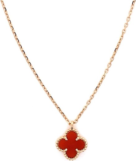 Pre-Owned Van Cleef & Arpels Sweet Alhambra Pendant Necklace 18K Rose Gold and Carnelian 15.5\